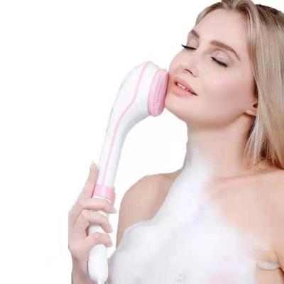 China Sustainable Rechargeable 5 in 1 Electric Back Scrubber Bath Brush with Long Handle Electric Bath Brush for sale