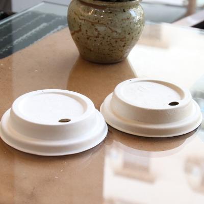 China Disposable 80mm Biodegradable Eco-friendly Sugar Cane Pulp Bagasse Coffee Cup Lid for sale