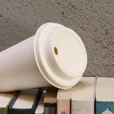 China Biodegradable Compostable Fiber Molded Disposable Lid 80mm Eco-Friendly Lids Sugar Cane Pulp Bagasse Coffee Cup Lid for sale