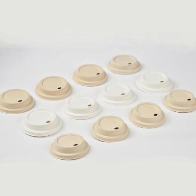 China Factory Supplier 90mm Eco-friendly Compostable Biodegradable Fiber Cast Disposable Sugarcane Bagasse Coffee Cup Lids for sale