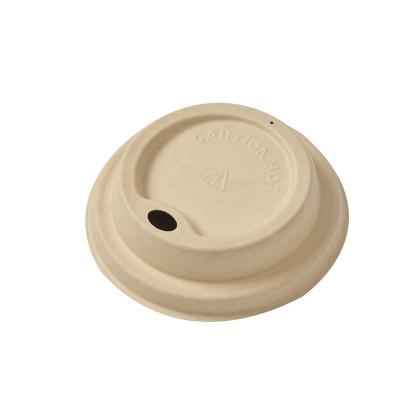 China 100% Eco-friendly Compostable Take Away Paper Cup Lid Bagasse Sugarcane Coffee Cup Lid Packaging for sale