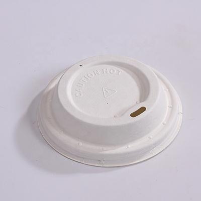 China Biodegradable 90mm Disposable Bagasse Coffee Cup Takeout Paper Lid Sugarcane Eco-Friendly for sale