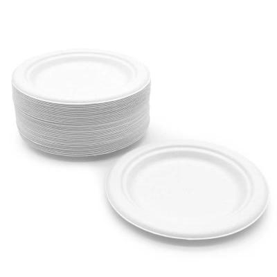 China Oil/Waterproof 6 Inch Sturdy Fiber Greaseproof Bamboo Disposable Biodegradable Customizable Paper Plates Wholesale for sale