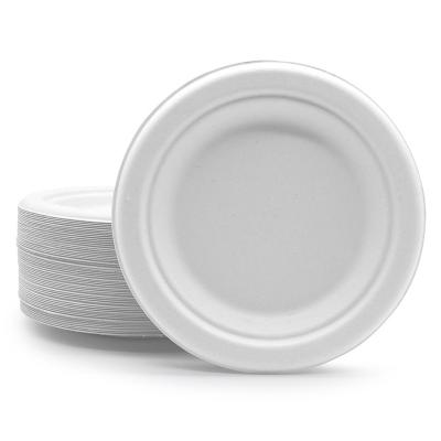 China Compostable Biodegradable Disposable Sturdy Greaseproof Sugar Cane Biodegradable Small 6 Inch Paper Plate For Restaurants for sale