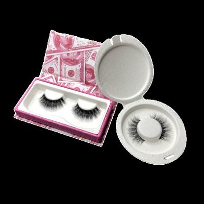 China Recyclable Customization Bagasse Paper Pulp Biodegradable Eyelash Packaging Tray Eyelashes Packaging for sale