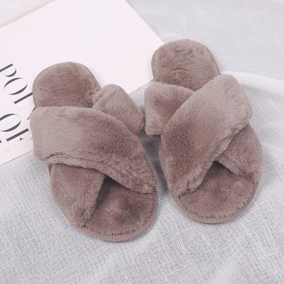 China Cute Flip Flops Flip Flops Women's Slippers Fluffy Open Toe House Shoes Mint Furry Spa Fuzzy Faux Fur Slipper Flat Fur Bedroom for sale