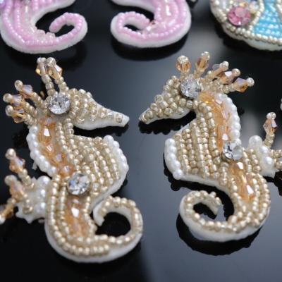 China DIY Handmade Girls Clothing Seamaster Embroidery On Patches Cute Seahorse Patches For Clothes Stickers Fabric for sale