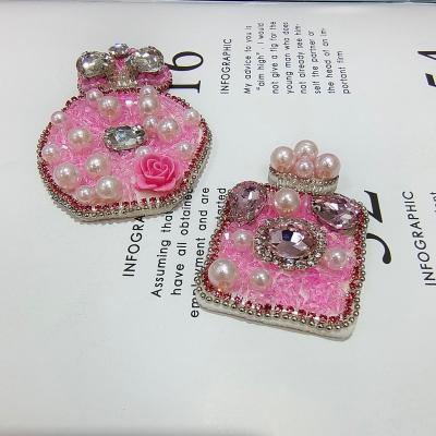 China Handmade Rhinestone Sew On Applique Apparel Embroidery Perfume Bottle Patch Beaded Badges Patches For Jackets for sale