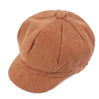 China Verified Women's Newsboy Hat Beret Corduroy 8 Panel Vintage Cabbie Painter Visor Hats Elastic Vintage Taxi Driver Al Por Mayor for sale