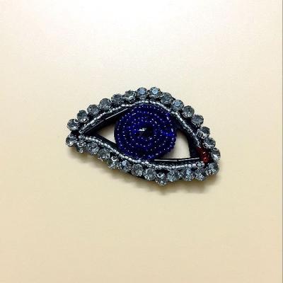 China Handmade Rhinestone Bead Eyes Sew On Applique Apparel Embroidery Sew-on Beaded Patch Eye Patches For Jackets for sale