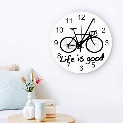 China White Reloj De Pared Style Antique Redondo Silent Life Is Good Around 12 Inch Wooden Distressed Wall Clock for sale