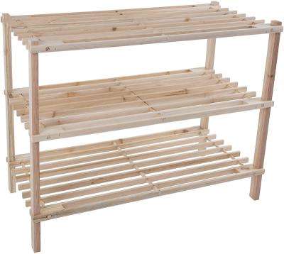 China Cheap Storage Bench 3 Row Space Saver Stable Design Lavish Wooden Home Display Shoe Rack For Bathroom Kitchen Entryway for sale