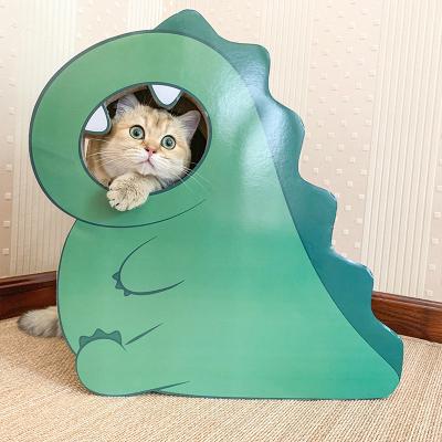 China Viable Dinosaur Form Cat Scratcher Corrugated Scratching Cardboard Cat House for sale