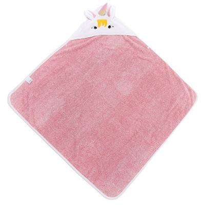 China Soft Cartoon Unicorn Baby Bath Towel Ponchos Coral Fleece Hooded Super Absorbent Kids Child Safe for sale