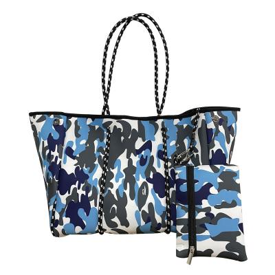 China Large Water Resistant X Neoprene Tote Bag With Shoulder Strap Travel Women's Tote Beach Bag Tie Dye for sale