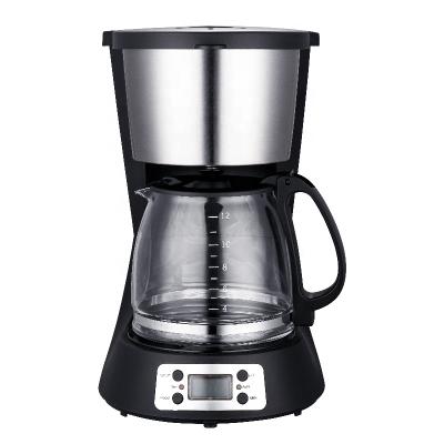 China Hotel Sale New Digital Timer Programmable Control Anti Drip Hot 1000W Automatic Keep Warm 1.8L 12 15 Cup Pot Drip Glass Coffee Maker for sale