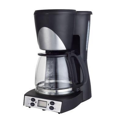 China Hotel Sale New Digital Timer Programmable Control Anti Drip Hot 1000W Automatic Keep Warm 1.8L 12 15 Cup Pot Drip Glass Coffee Maker for sale