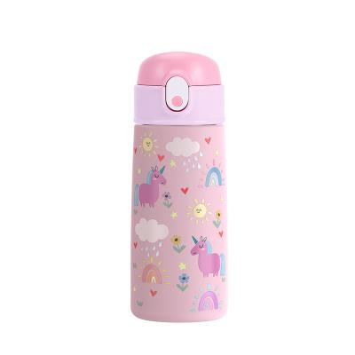 China Sustainable Carry Vacuum Insulated Kids Water Bottle With Cute Cartoon Design for sale