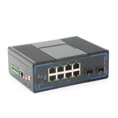 China LACP Managed industrial switches Layer 2   8 * 10/100/1000Base-T Ethernet Ports  2 * 1000BASE-X SFP for sale