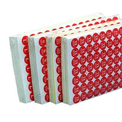 China Custom Barcode Barcode Size Round Printing Adhesive Clothing Size Label Paper Sheet for sale