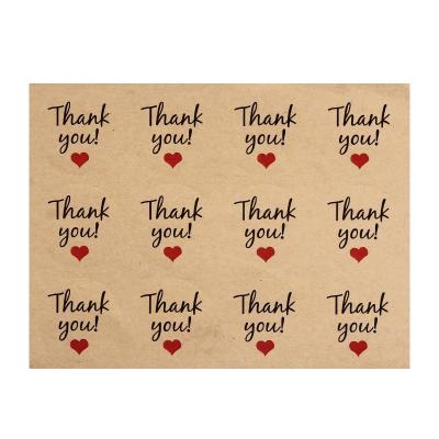 China Decorative Sticker Custom Die Cut Adhesive Kraft Paper Thank You Gift Sticker for sale