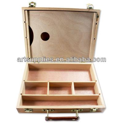 China Portable Artist Painting Easel High Quality Beech Painters Easel Box with Leather Handle Sketch Box Wooden Easels for sale