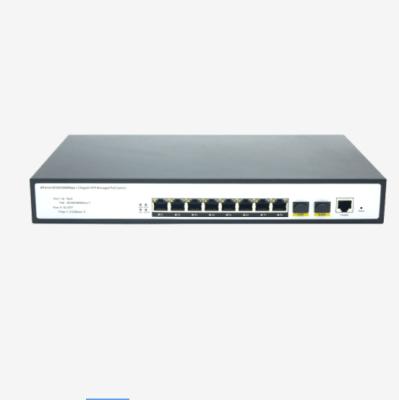 China CCTV Camera 8-Port 100/1000Mbps Managed 2 Gigabit SFP Uplink PoE Switch for sale