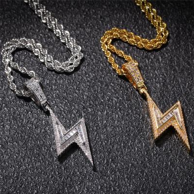 China Lightning Hot Selling INS Hiphop Hip Hop Cubic Zirconia Pendant Necklace For Men for sale