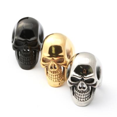 China Hiphop Fashion Mens Hip Hop Design Heavy Ring 316L Stainless Steel Skull Punk Cool Ring for sale