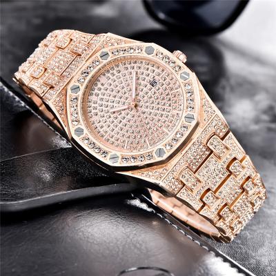 China 2020 New Women's Day/Date Luxury Crystal Rose Gold Diamond Rhinestone Wrist Watch for sale