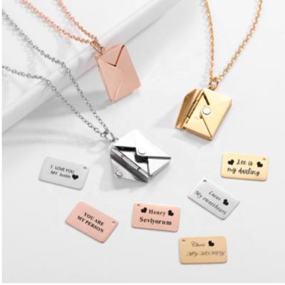 China FASHIONABLE Romantic Custom Envelope Letter Envelope Stainless Steel Design Jewelry Necklace Pendant Valentine's Day Gift for sale