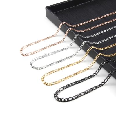 China 3MM Size 18K Real Punk Custom 6MM Gold Plated Stainless Steel Classic Link Chain Cuban Figaro Necklace For Women Men Jewelry for sale