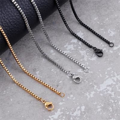 China Custom Size 316L Jewelry Accessories Stainless Steel Stainless Steel Necklace Chain Bulk Metal Box Chain For Pendant for sale