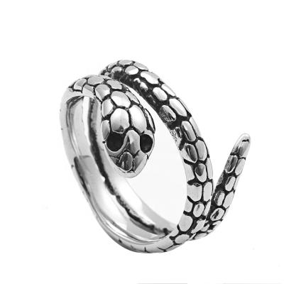 China New Hiphop Snake Ring Retro Punk Titanium Steel Unique Stainless Steel Snake King Ring Personality Titanium Steel for sale