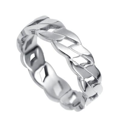 China TRENDY Never Tarnish 316l Stainless Steel Design Ring Fashion Men Women Cuban Chain Jewelry for sale