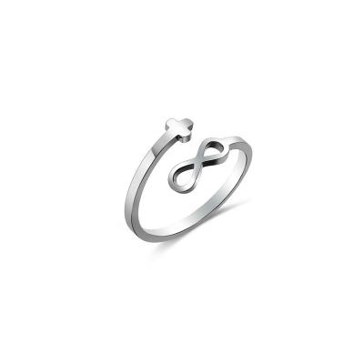 China Stainless Steel Men's Religious Simple Custom Women's Logo Infinity Cross Ring For Jewelry for sale