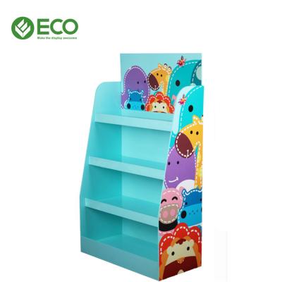 China Cardboard Customized Instore Display Retail 3 Tier Display Stand Cardboard Floor Toys Display Stand for sale