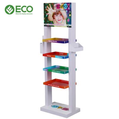 China Professional Supermarket Style Warm Shelf Floor Wood PVC Display Rack Customized Wooden Display Stand for sale