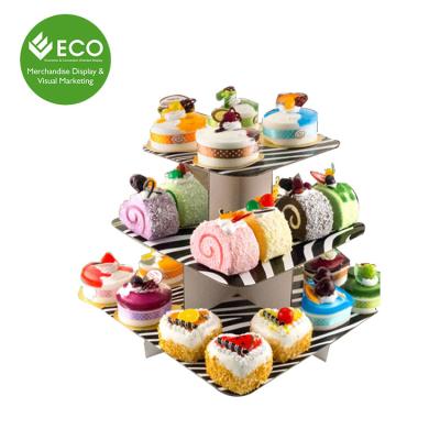 China Customized POP corrugated plastic floor standing acrylic display for cup cake stand, cupcake stand for sale