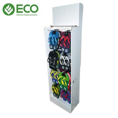 China Customized High Quality Corrugated Cardboard Shoe Store Display Racks Hook Display Stand For Shoes for sale