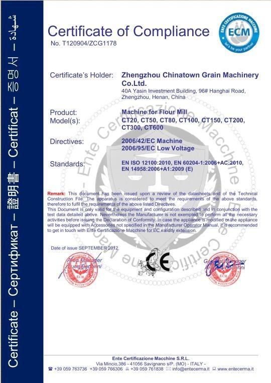 CE - Zhengzhou Chinatown Grain Machinery Co., Ltd.