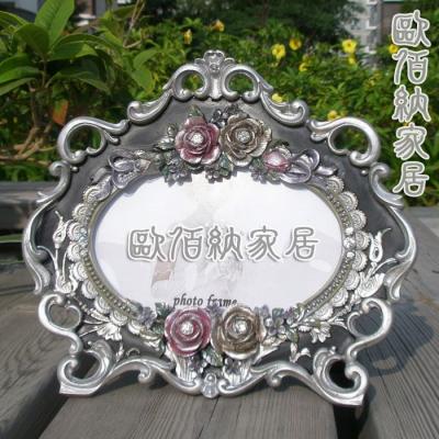 China European retro French court flower carving oval resin plastic home table with creative picture frame for sale