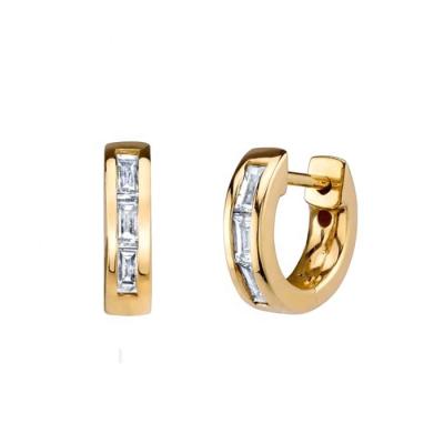 China PINDU Fashion Delicate CZ Small Huggie Circle Earring Brass Gold Plated Jewelry for sale