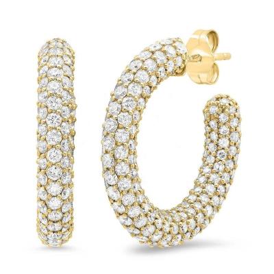 China PINDU TRENDY Luxury Halo Statement Pave Zirconia Wedding C Circle Earring For Party Cocktail for sale