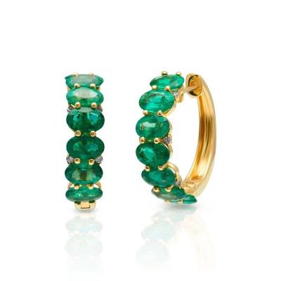 China PINDU FASHIONABLE Delicacy Korean Emerald Sapphire Zirconia Brass Hoop Earring 18k gold plated for sale