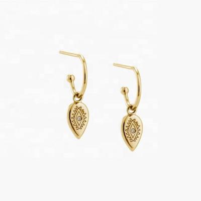 China PINDU Jewelry Brass 18k 14k Gold TRENDY Custom Delicacy Retro Evil Eye Tear Drop Circle Earring for sale