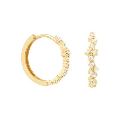 China PINDU FASHIONABLE 18k Gold Jewelry Rhodium Tasty Fork Setting AAAAA Zircon Circle Earring Brass for sale