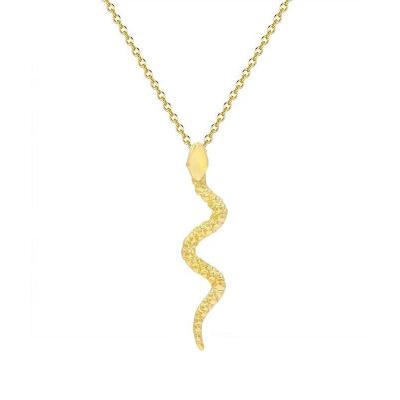 China PINDU Testure Wholesale FASHIONABLE Minimalist Simple Snake Necklace Brass Pendant Gold Plated for sale