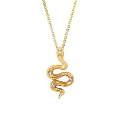 China PINDU Fashion Trendy High Qulaity CZ Stone Gold Plated Brass Snake Necklace Pendant Jewelry for sale