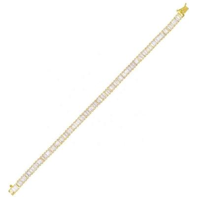 China PINDU Trendy Real Zircon Wand Gold Plated Tennis Bangle Bracelet for sale